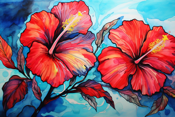 Watercolor Hibiscus Closeup  Diamond Painting Kits