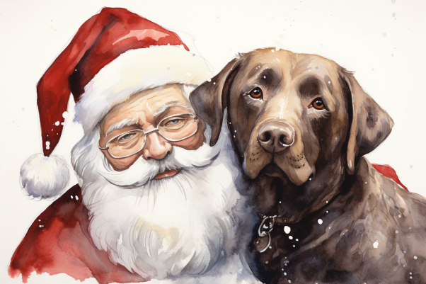 Santa And Chocolate Labrador