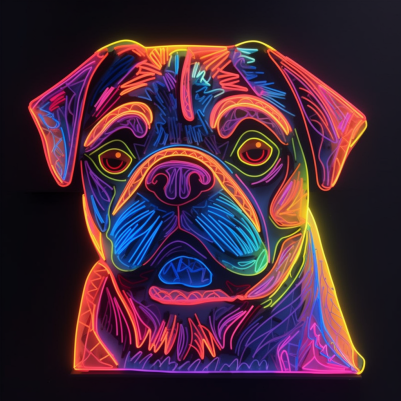 Glowing, Neon, Proud Pug