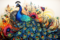 Thumbnail for Bold Watercolor Peacock  Diamond Painting Kits