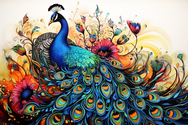 Bold Watercolor Peacock