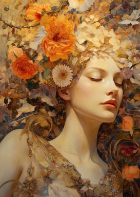 A Sleeping Beauty Covered In Floral Art