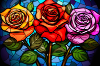 Thumbnail for Three Roses On Stained Glass