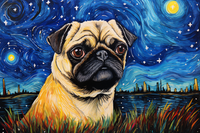 Thumbnail for Starry Night Pug  Diamond Painting Kits