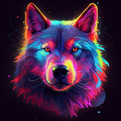 Glowing Neon Wolf