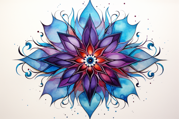 Watercolor Blue Purple Mandala