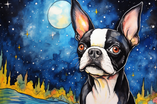 Stargazing Boston Terrier