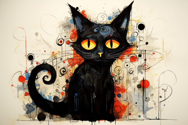 Watercolor Cute Black Cat  Diamond Painting Kits