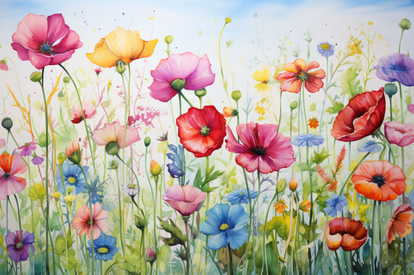 Colorful Springtime Wildflowers  Diamond Painting Kits