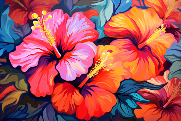 Beautiful Vibrant Hibiscus  Diamond Painting Kits