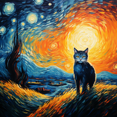 Kitty Waiting For A Starry Night