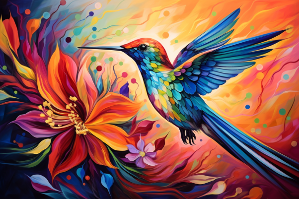 Glorious Colors And Hummingbird   Diamond Painting Kits