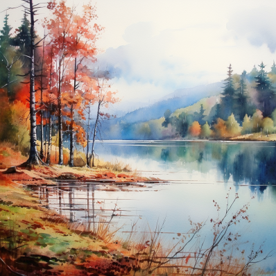 Calm Fall Day At The Lake  Diamond Painting Kits