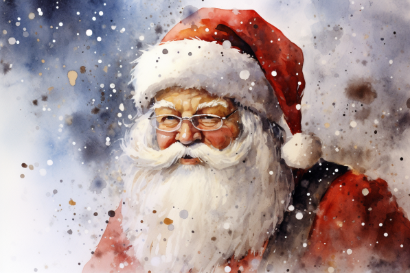 Watercolor Santa In The Snow  Diamond Painting Kits