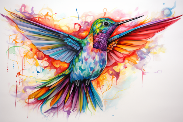 Pretty Rainbow Colors Hummingbird  Diamond Painting Kits