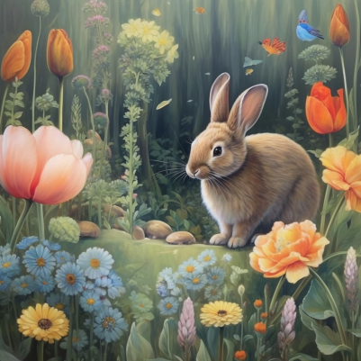 Bunny In A Magical Garden