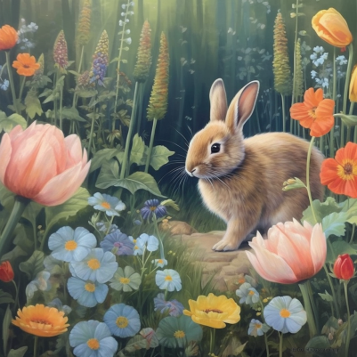 Bunny In A Beautiful Garden