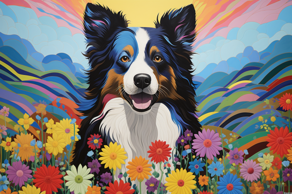 Bold Colorful Australian Shepherd   Diamond Painting Kits