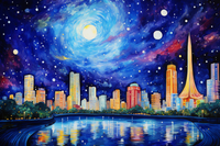 Thumbnail for Bangkok Starry Night Sky In Watercolor