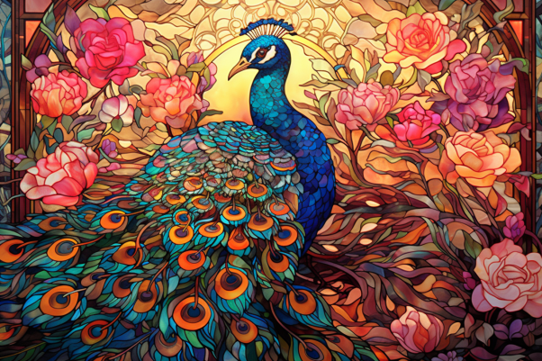 Graceful Golden Hour Peacock