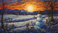 Thumbnail for Bold Snowman Country Sunset  Diamond Painting Kits