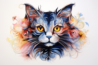 Thumbnail for Watercolor Artsy Kitty Diamond Painting Kits