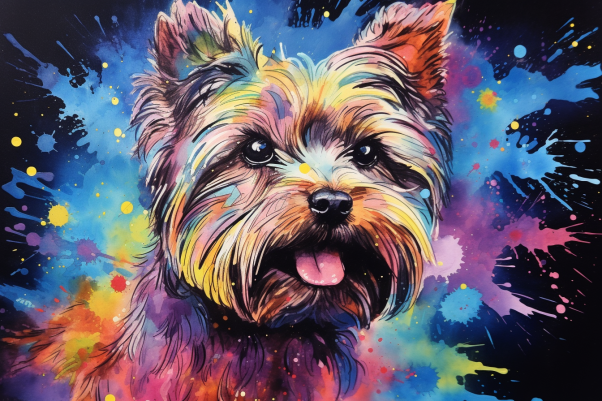Adorable Yorkie Fun Colors  Diamond Painting Kits