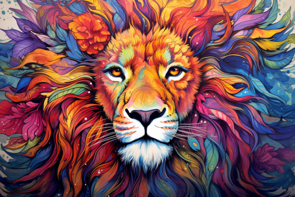 Amazingly Colorful Lion