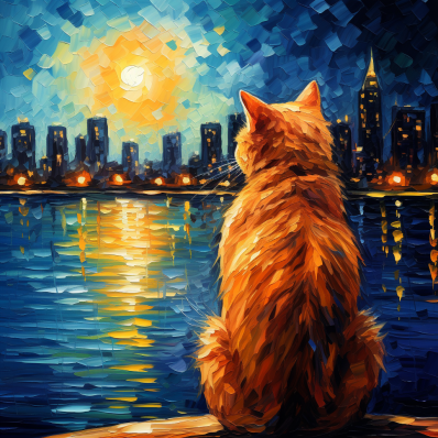 Orange Cat And Cityscape