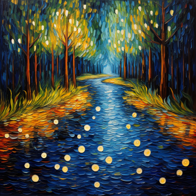 Evening Fireflies At The Stream