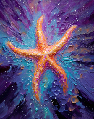 Happy Starfish With Purple Background