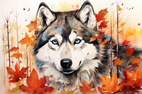 Thumbnail for Sweet Siberian Husky In Leaves