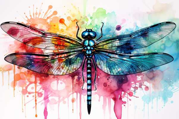 Colorful Watercolor Dragonfly