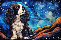 Thumbnail for Watercolor Starry Night King Charles Spaniel  Diamond Painting Kits