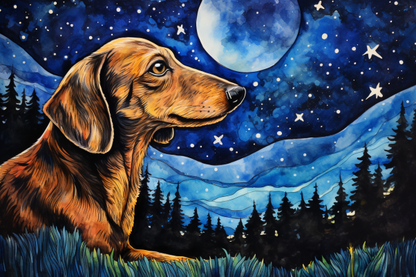 Stargazing Dachshund  Diamond Painting Kits