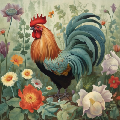 A Rooster In The Garden