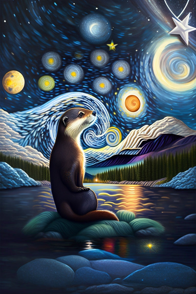 Sea Otter On A Starry Night