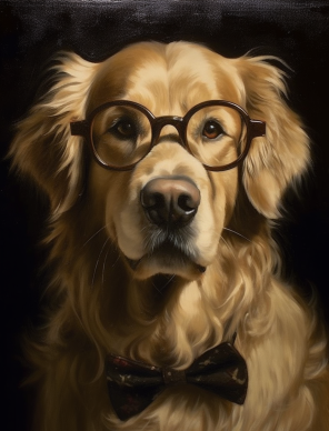 Educated Retriever With Glasses And Bow Tie