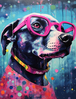 Dog With Style In Large Pink Glassses