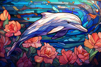 Thumbnail for Dreamy Dolphin On Stained Glass