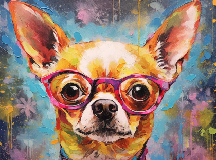 Happy Chihuahua In Purple Glasses