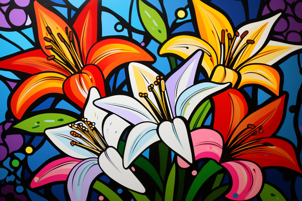 Closeup Stained Glass Lilies  Diamond Painting Kits