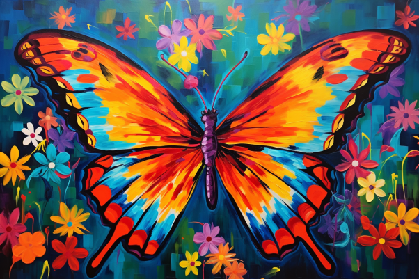 Beautiful Colored Butterfly And Flowers  Diamond Painting Kits