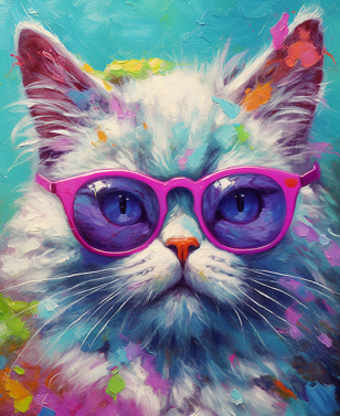 Puuuur-ple Glasses On A Fluffy Kitty