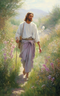 Heavenly Walk In A Dirt Path With Jesus