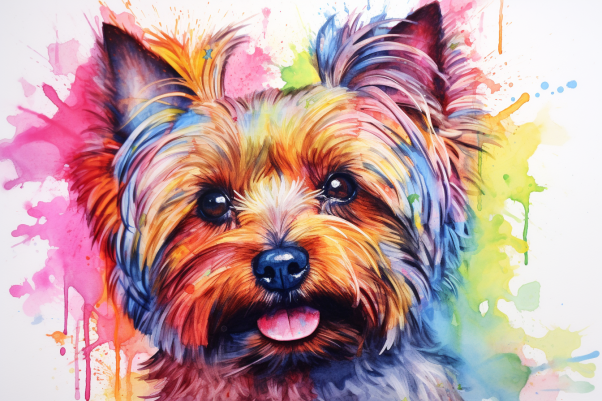 Colorful Watercolor Yorkie Art