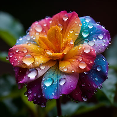 Raindrops On A Multicolored Flower