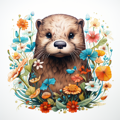 Mesmerizing Flowers And Sea Otter