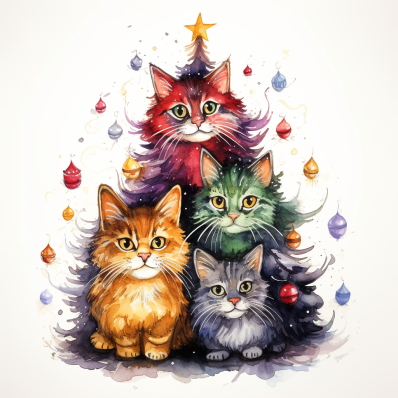 Fluffy Kitty Cat Christmas Tree