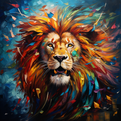 Lion Surrounded By Colors  Diamond Painting Kits